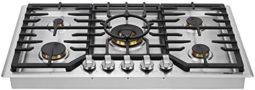 ROBAM 36 Inch Gas Cooktop 5 Burner Stove, 57,000 BTU Kitchen Countertop Cooker with 20,000 BTU Wok Burner, Brass Burners, Flame Failure Protection, Fuel-Powered Indoor Gas Cooktop, NG/LPG Convertible