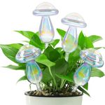 YYBD 4Pcs Plant Watering Globe Iridescent Rainbow Gradient Color Clear Glass Watering Spike Mushroom Self Plant Watering Bulb Devices Automatic Plant Waterer for Indoor and Outdoor Plants Accessories