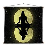 ArtzFolio Yoga Pose Velvet Fabric Painting Tapestry | Scroll Art Hanging 49 x 43.6 inch (124 x 111 cms)