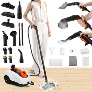 WICHEMI Steam Cleaner with Extension Pole, 61 oz, Steam Cleaner for Home, Adjustable Steam Pressure, 26 Accessories, Handheld Steam Cleaner for Walls, Gaps, Hard Floors, and Tiles