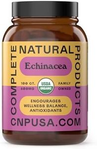 Complete Natural Products Organic Echinacea Root Capsules & Purpurea Root Dried Powder Extract - 600mg 100 Veggie Pills Healthy Herbal Support