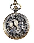 Young & Forever Rakhi Gift Friendship Day Gifts Special Bronze Carved Vintage Parrot Analog Pocket Watch Necklace and Pocket Watch Chain for Men Pocket Watch for Mom/Dad/Women/Boy/Girls