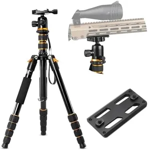 HIGOO Aluminum Rifle Tripod Shooting Stick Gun Rest Stand Compatible with MLOK Handguards for Hunting & Shooting, 21-63 Inches