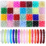 shynek 700 Piecess Glass Beads for Jewelry Making, 28 Colors 8mm Crystal Beads Bracelet Making Kit for Bracelet Jewelry Making and DIY Crafts