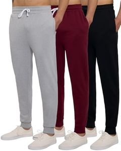 Real Essentials Big & Tall King Size Mens Joggers Sweatpants Fleece Pants Sweat Clothing Pockets Baggy Elastic Cuffed Workout Bottom Athletic Soft Warm Winter Gym Active, Set 2, 4X, Pack of 3