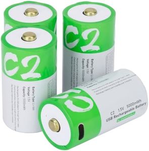 USB C Lithium ion Rechargeable Battery, 1.5V 5000mWh Rechargeable C Battery, 2.5 H Fast Charge, 1200 Cycle with Type C Port Cable, Constant Output,4-Pack