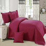 Householdfurnishing Box Stitching Bedspread Bed Throw Comforter Soft and Smooth With Pillow Shams (Burgundy, SuperKing)