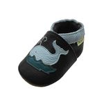 SAYOYO Baby Infant Toddler Cute Dolphin Soft Sole Leather Shoes 18-24months Black