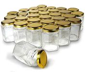 Cloudsell Hexagon Glass jar with Airtight Lid, for Spice, Honey, Dry Fruit, 200 ml, set of 12