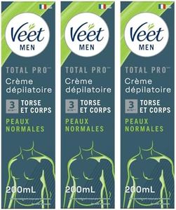 Veet Men - Crème Dépilatoire Homme - Peaux Normales - 200 ml - Lot de 3