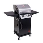 Char-Broil Performance Series Amplifire 2 Burner Gas Grill with Steel Grates, Lid Mounted Temperature Gauge, and Folding Side Shelves, Black/Gray