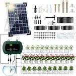 Anpress Automatic Watering Irrigation System 5W Solar Micro Drip Irrigation Kit Auto DIY Watering System with 30Pots and 10 Timing Modes for Plants on The Balcony, in The Plant Bed and Green House