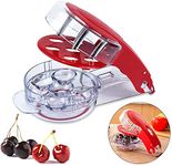 Cherry Pitter Tool, Stainless Steel Cherry Remover, 6 Cherries at Once, Cherry Stoner Seed Pitter with Pit and Juice Container