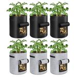 BIJOKETTEN 6 Pack 10 Gallon Potato Grow Bags with Flap Window, Garden Planting Bag with Durable Handle, Plant Pots for Tomato, Vegetable and Fruits