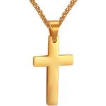 Gold Cross Necklace for Men Women Trendy Birthday Gift 18K Yellow Gold Plated Hip Hop Rapper Men's Womens Cross Pendant