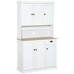 HOMCOM Unit Cabinet Drawer Storage Pantry Home Display Shelf Smooth Surface Freestanding Kitchen Cabinet White 180x101cm