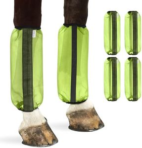 HAYSRMAN 4PCS Fly Boots for Horses, Non-Slip Breathable Horse Fly Boots,Comfy Mesh Horse Fly Leggings Prevents Flies and Mosquitoes from Biting (Green)