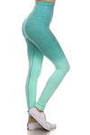 YELETE Women's Athletic Space Dye Ombre Leggings, Ombre Aqua, M