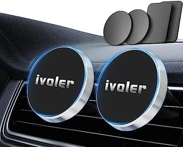 ivoler [Lot de 2 Support Telephone Voiture, Porte Téléphone Magnetique Portable Grille Aeration Aimant Compatible pour Smartphone, avec 4 Plaques Métalliques – Argent