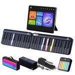 PopuPiano Smart Piano Keyboard with Speakers, Expandable Full keys Interactive Music Sheet Rainbow Light Keys, Lessons, 256 Tones Chords, MIDI Controller, Weighted Keys Sustain Pedal Jack/Audio Input