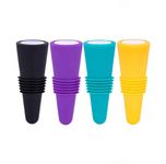 Baskety Silicone Cap Stopper for Wine Bottles Silicone Stopper and Beverage (Random Colors, Set of 4)