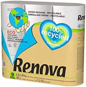 Renova 100% Recycled Toilet Paper 9 Rolls, White, Regular