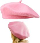 AWOCAN Beret Hat French Beret Hat Classic Fashion Beanie Cap for Men and Women Artist Hat Solid Color Soft (AU, Alpha, Medium, Large, Pink)