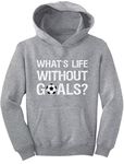 Tstars What's Life Without Goals Hoodie Gifts for Boys Girls Players Soccer Youth Kids Hoodies Large Gray