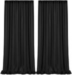 10ft x 10ft Black Backdrop Curtains, Wrinkle-Free Sheer Chiffon Fabric Backdrop Drapes for Wedding Arch Party Ceremony Stage Decoration