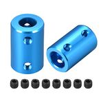 sourcing map 8mm to 10mm Bore Rigid Coupling Set Screw L25XD16 Aluminum Alloy,Shaft Coupler Connector for 3D Printers, Motor Accessories,Blue,2pcs