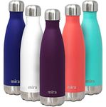 MIRA Stainless Steel Vacuum Insulated Water Bottle | Leak-Proof Double Walled Powder Coated Cola Shape Bottle | Keeps Drinks Cold for 24 Hours & Hot for 12 Hours | 500 ml (17 oz) Iris