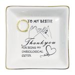 TIGERMILLION Bestie Gift for Friends Women BFF Ceramic Ring Dish Decorative Tray - Thank you For being my unbiological sister Trinket Dish Female Birthday Christmas Thanksgiving Gifts