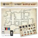Evolve Skins Battle Grid Game Mat - 36" x 24" - Table Top Role Playing Map - DnD Role Play - RPG Dungeons and Dragons Maps Tiles - Reusable Miniature Figure Board Games - Tabletop Gaming Mats (Distressed Terrain)