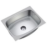 CROCODILE 304 GRADE SINGLE BOWL KITCHEN SINK (TRADITIONAL DESIGN) (24" x 18" x 9"), Stainless Steel, Silver, Glossy Finish