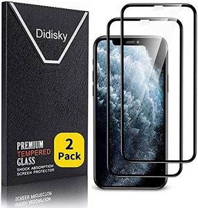 Didisky [2 Pack] 3D Screen Protector for iPhone XR (6.1 ") / iPhone 11, Tempered Glass Film Absolutely Covers The Screen, Compatible with the Cover, Transparent (Black)