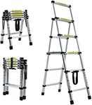 4+5 Steps(4.6ft + 5.6ft) Aluminium Herringbone Ladder Portable Household A-Frame Portable Multi-Purpose Telescopic Ladder