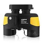 Aomekie Marine Binoculars 7x50 for Adults BAK4 Compass Waterproof Binocular with Illuminated Rangefinder Case and Strap Porro Prism