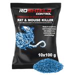 ROSHIELD 1KG Rat & Mouse Rodent Poison Killer Control & Treatment Kit - Strong Fast Acting Whole Wheat Grain Bait Sachets (10 x 100g Packs)