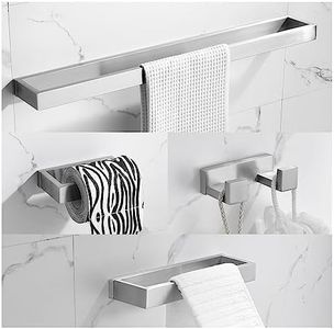 TNOMS Brushed Bathroom Hardware Accessories Set 4 Pcs Stainless Steel Wall Mounted Towel Bar Set, 23.6 Inch Towel Rack Set