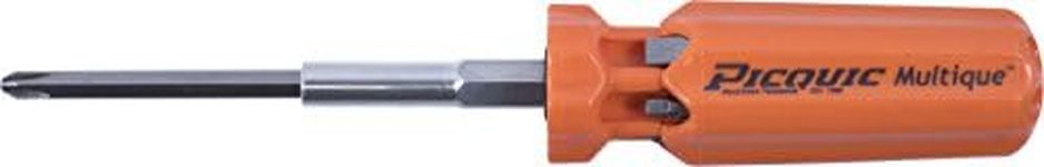 Picquic 45006 Multique Multi-Bit Screwdriver with Seven Bits, Slim Handle, Bright Orange Opaque 12.7 x 2.5 x 2.5 Centimeters