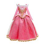 COTRIO Aurora Dress for Girls Princess Dress Up Outfit for Carnival Party Halloween Cosplay Clothes Size 5-6 Years