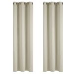 Deconovo Window Treatments Curtains Noise Reduction Ring Top Curtains Blackout Curtains for Bedroom Light Beige 42 x 84 Inch 2 Panels