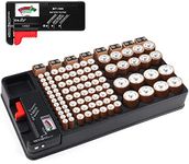 Battery Organizer Storage Case with Removable Battery Tester Holds 110 Batteries for AAA, AA, 9V, C, D and Button Battery