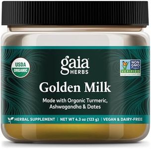 Gaia Herbs Golden Milk Supplement Powder - Made with Organic Turmeric Curcumin, Black Pepper, Ashwagandha, Dates, Cardamom, and Vanilla for an Ayurvedic Cup of Natural Calm - 4.3 Oz (35-Day Supply)