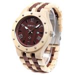 Bewell W109A Fashion Natural Wood Watches for Men Quartz Movement Water Resistant Date Display Lumious Pointers (Maple and Red Sandalwood)