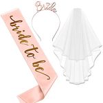 Bride to Be Sash and Hen Party Accessories Kit - Includes Sash, Tiara, Bride Veil with Comb, Ideal for Bridal Showers, Bachelorette Parties, and Weddings - Perfect for Brides-to-Be,3 Pack