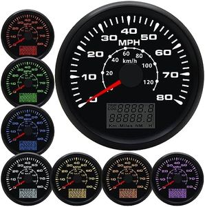 Geloo 85MM GPS Speedometer Gauge Boat MPH Speedometer Waterproof 0-80MPH 0-120KM/H Marine Speedometer Odometer LCD Indicators with 7 Backlight fit Car Truck Motorcycle Speedometer GPS Gauge Auto 9-32V