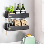 Magnetic Spice Rack for Refrigerator, Kitchen Organizers and Storage Fridge Spice Rack Organizer 2L with 8 Hooks, Kitchen Storage for Refrigerator