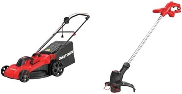 CRAFTSMAN Electric Lawn Mower, 20-Inch, Corded, 13-Ah (CMEMW213), Red & Electric String Trimmer/Edger, Corded 3.5 Amp, 12" (CMEST900)