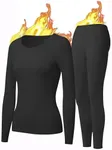 UNIQUEBELLA Womens Thermal Underwear Long Johns Base Layer Set for Women Athletic Underwear Set Black